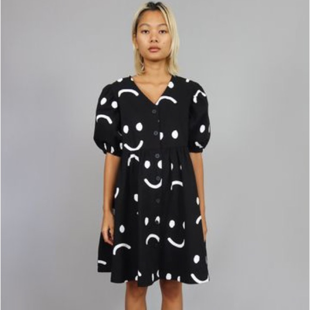 Lazy Oaf Happy Sad Puff Sleeve Dress